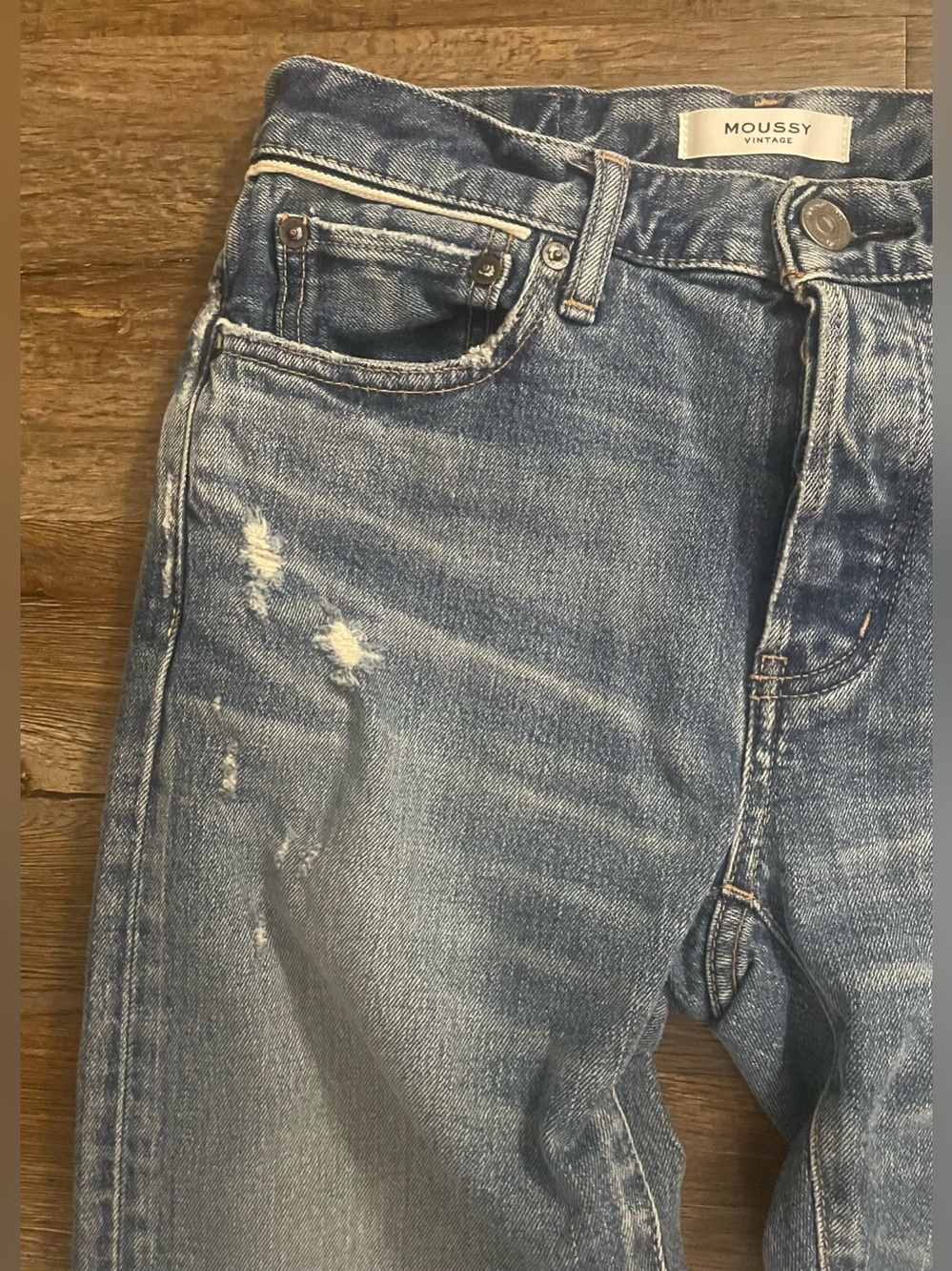 Moussy Vintage Jeans Women’s Size 25 Denim Distressed Blue Button Fly Straight - Picture 14 of 14